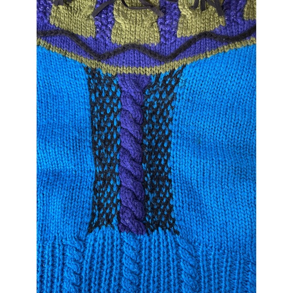 Vintage Novo Womens Hand Knit Crew Neck Sweater Sz M 80's Art To Wear Ecletic - Picture 4 of 7